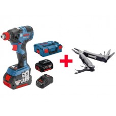 Аккум. ударный гайковерт BOSCH GDX 18V-200 C L-BOXX + мультитул Swiss Peak (18.0 В, 2 акк., 5.0 А/ч Li-Ion, посадочн. квадрат 1/2, внутр. шестигр. 1/4