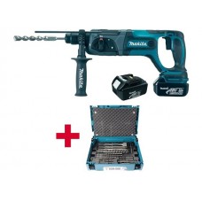 Аккум. перфоратор MAKITA DHR 241 RFE в чем. + Набор насадок MAKITA 17 шт. (B-53877) (18.0 В, 2 акк., 3.0 А/ч Li-Ion, 1.9 Дж, вес 3.2 кг,)