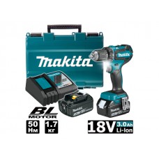 Аккум. дрель-шуруповерт MAKITA DDF 485 RF в чем. (18.0 В, 1 акк., 3.0 А/ч Li-Ion, 2 скор., 50 Нм, шурупы до 10 мм)