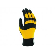 Перчатки виброзащитные из синтетической кожи, р-р 9/L, черно-желтые, JetaSafety (JAV01-9/L Виброзащитные перчатки, синтетич. кожа, черно-желт) (JETA S