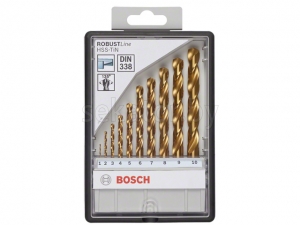 Набор сверл по мет. Robust Line HSS-TIN 10шт 1-10мм (BOSCH)