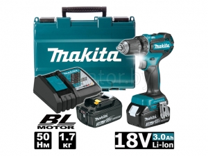 Аккум. дрель-шуруповерт MAKITA DDF 485 RF в чем. (18.0 В, 1 акк., 3.0 А/ч Li-Ion, 2 скор., 50 Нм, шурупы до 10 мм)