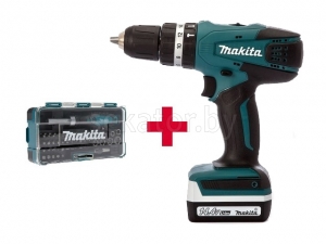 Аккум. ударная дрель-шуруповерт MAKITA HP 347 DWE в чем. + Набор бит 47 шт. (B-36170) (14.4 В, 2 акк., 1.5 А/ч Li-Ion, 2 скор., 30 Нм, шурупы до 13 мм