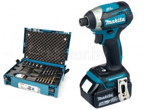 Аккум. шуруповерт MAKITA DTD 154 RFE в чем. + Набор оснастки MAKITA 56 предметов (B-53768) (18.0 В, 2 акк., 3.0 А/ч Li-Ion, 3 скор., 175 Нм, шурупы до