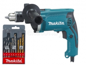 Дрель ударная MAKITA HP 1630 в кор. + Набор сверл смеш. 9шт (дер., мет., бет.) MAKITA (D-08660) (710 Вт, патрон ЗВП, 1 скор.)