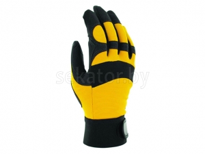 Перчатки виброзащитные из синтетической кожи, р-р 10/XL, черно-желтые, JetaSafety (JAV01-10/XL Виброзащитные перчатки, синтетич. кожа, черно-желт) (JE