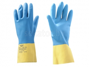 Перчатки неопреновые хозяйственно - промышленные, р-р 10/XL, К80, Щ40, желто-голубые, JetaSafety (К80, Щ40, Хозяйственные, промышленные перчатки из не